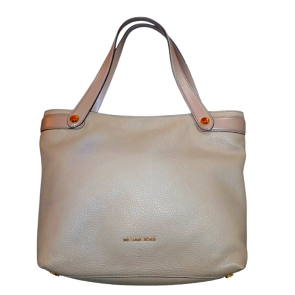 Michael Kors Shoulder Bag Taupe Pebbled Leather Purse - Picture 12 of 12